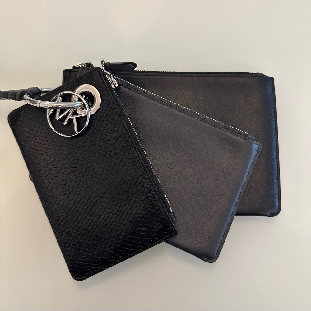 NWOT | Michael Kors | Jet Set Trio | Black / Charcoal Wristlet / Pouch / Clutch - Picture 4 of 16